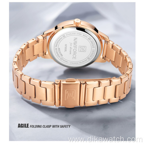 Rose Gold Watches For Women Quartz Wristwatches Ladies Top Brand Bracelet Clock NAVIFORCE 5008 Watch